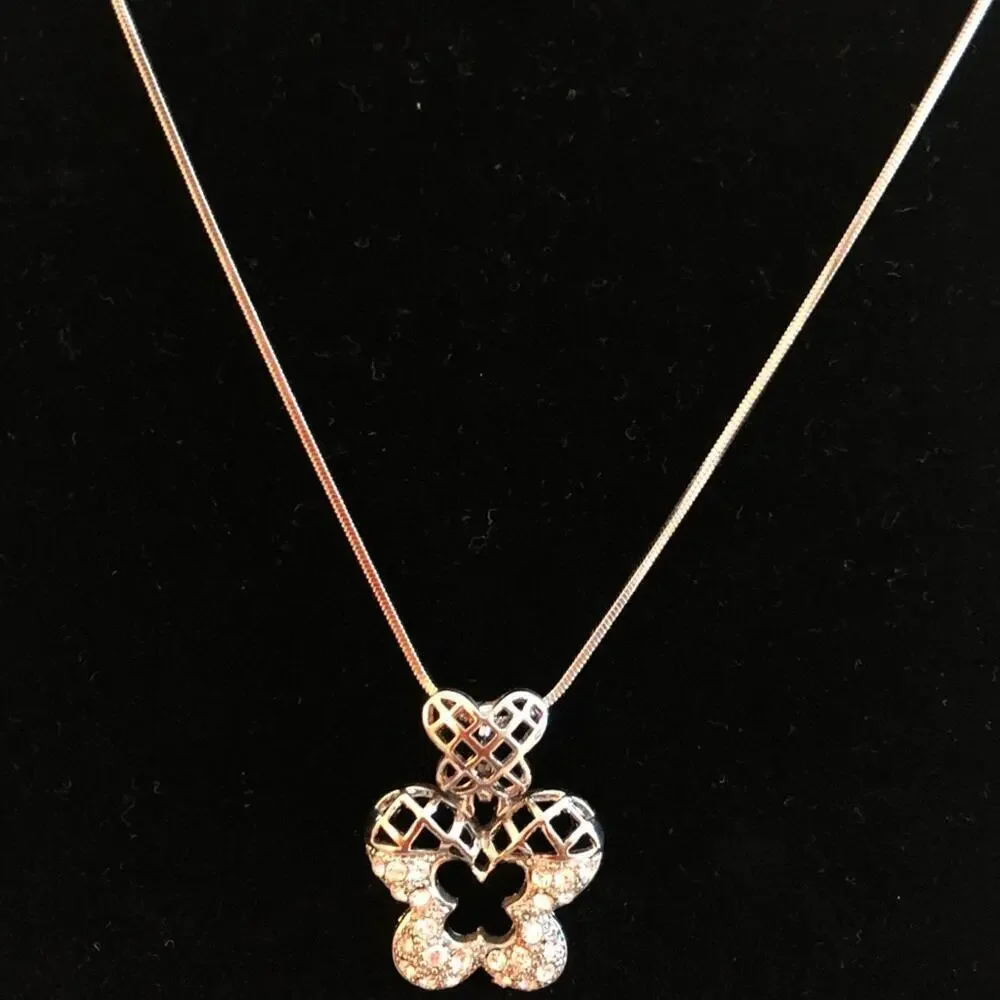 Silver Crisscross Butterly Charm Necklace
